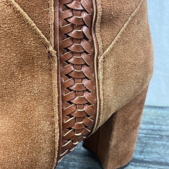 Kensie Brown Suede Bernadette Block Heel Side Zip Knee High Boots 8 - Picture 5 of 10